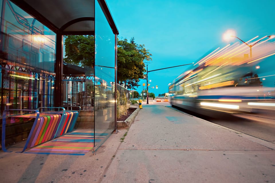 timelapse photo of bus stop